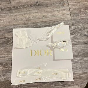 Lady Dior Elegant Box White and Gold with two accessory boxes and ribbon